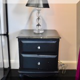 F34. Black painted two-drawer nigthstand. 